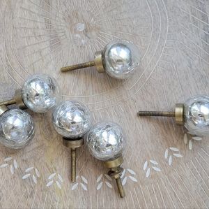 Mirrored Crackle Glass Globe Drawer Pulls